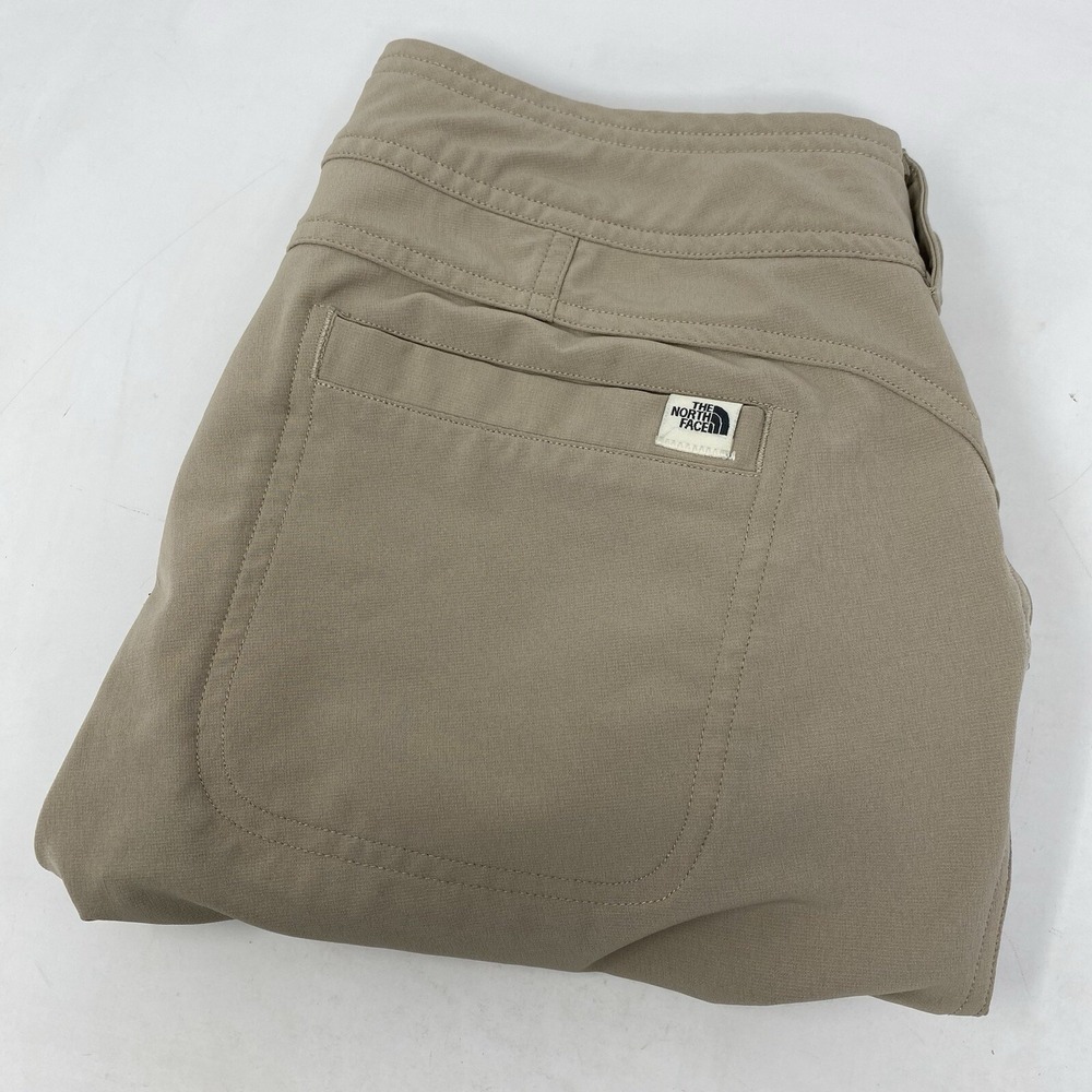 The North Face Aphrodite 2.0 Capri Pants Womens 4 Tan Khaki Hiking Cargo Stretch